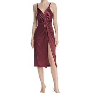 JILL JILL STUART SATIN TWIST-FRONT SLIP DRESS